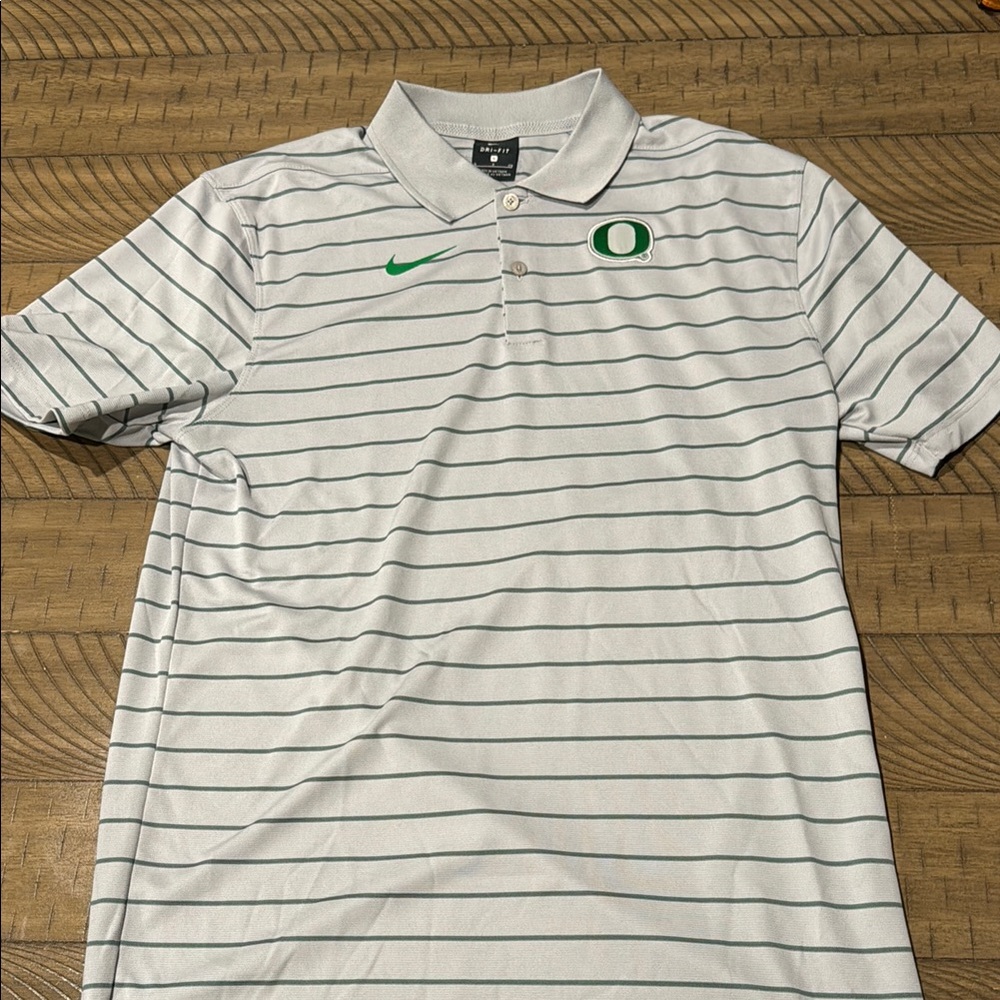 Nike Men's Gray Striped Polo Shirt
